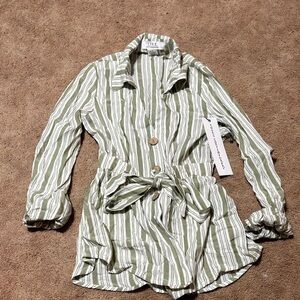 Green Striped Women's Blouse